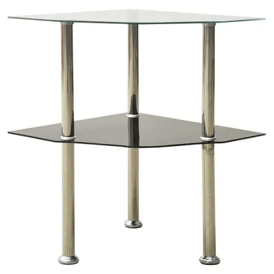 Produktbild von Schlichtes Beistelltisch mit 2 Ablagen Transparent 38x38x50 cm Hartglas - 4409979
