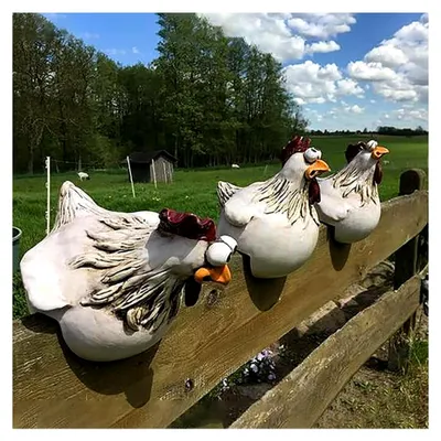 Produktbild von Gartendekoration aus Harz - Hühnerfigur, Tierstatue (3 Stück)