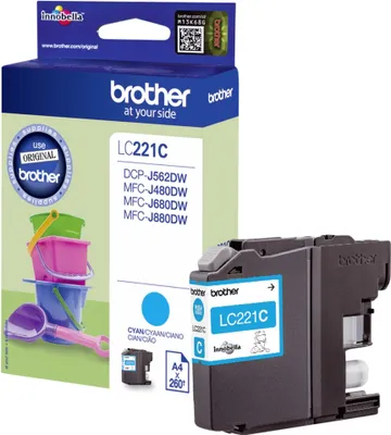 Zdjęcie produktu dla Brother LC221C, Cyjan, 1 szt., 260 stron(y), Jednopak