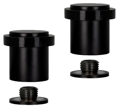 Produktbild von 2er SET - Türstopper aus schwarz lackiertem Edelstahl | Ø24x30mm | Gewindebasis | Natursilikonkautschuk | inkl. Schraube + Klemmdübel