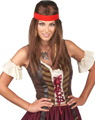 Produktbild von Langhaar-Perücke mit Bandana für Erwachsene