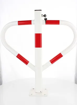 Immagine prodotto di LogistSystem - Paletti da parcheggio - Barriera per parcheggi - Chiave - Paletto ribaltabile - Chiave superiore MOTYL - Acciaio - Robusta staffa da parcheggio - Bianco - Rosso