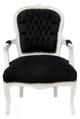 Produktbild von Casa Padrino Barock Salon Stuhl Schwarz / Weiss