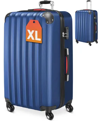 Produktbild von Monzana Reisekoffer XL 90L Hartschalenkoffer Trolley 4 Rollen Navy Blau
