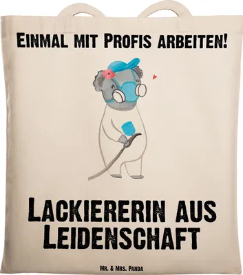 Produktbild von Mr. & Mrs. Panda Schultasche Lackiererin Leidenschaft - Transparent - Geschenk, Beutel, Spruch, Lustig, Tasche, Ausbildung, Laptoptasche, Witzig, Jutebeutel, Tote Bag
