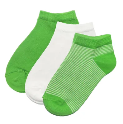 Produktbild von Kinder Sneaker Socken 3-er Pack aus Baumwolle Feine Ringel Grün Größe 27-30