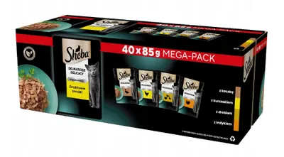 Zdjęcie produktu dla Sheba Delikatesse Delicacy Drobiowe Smaki - mokra karma dla dorosłych kotów z kurczakiem, kaczką, drobiem i indykiem w galaretce, Saszetki 40x85g