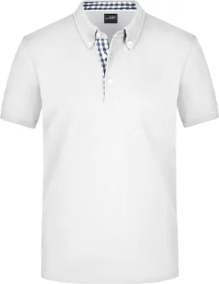 Produktbild von Button-Down-Polo mit modischem Einsatz white/navy/white, Gr. M