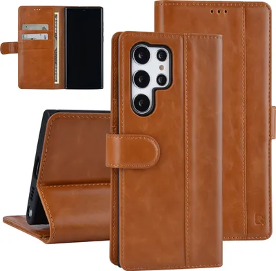 Immagine prodotto di UNIQ Accessory Custodia a libro per Samsung Galaxy S22 Ultra - Portacarte per 3 carte - Chiusura magnetica - Marrone
