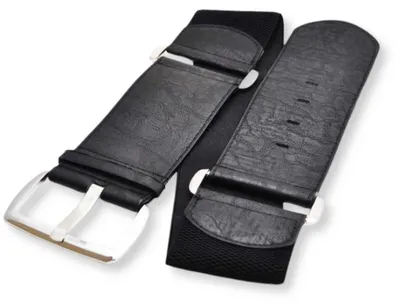 Produktbild von Damen Taillengürtel Stretchgürtel Breiter Hüftgürtel Gürtel 70-100 cm Schwarz