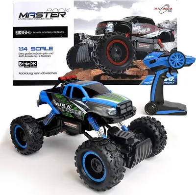 Produktbild von FunTomia Maximum RC Ferngesteuertes Auto für Kinder - 4WD Monstertruck - XL RC Auto für Kinder ab 8 Jahren 2,4 - GHz- Rock Crawler (blau) - 2450