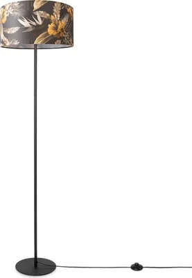 Produktbild von Stehlampe Wohnzimmer Deko Büro Dreibein Lampenschirm Rund Stoff Blumen Jungle