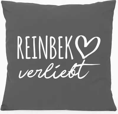 Produktbild von Huuraa Kissen Reinbek verliebt 40x40cm mit Füllung Steel Grey Baumwolle Dekokissen Geschenkidee