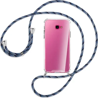 Produktbild von Handykette Backcover-Schutzhülle mit Band (Metall silberfarben) für Samsung Galaxy J4 Plus - Blautöne