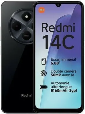 Produktbild von Xiaomi Redmi 14C, 17,5 cm (6.88"), 1640 x 720 Pixel, 8 GB, 256 GB, 50 MP, Schwarz