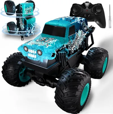 Produktbild von Ferngesteuertes Auto, RC Monster Truck, RC-Auto mit Licht, Musik und 360°Drehung, 2,4 GHz 20 km/h Monstertruck, 100min Spielzeit