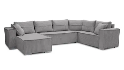 Produktbild von AX LIVING Ecksofas groß Lovere 314 cm – Sofa grau mit Schlaffunktion & Strukturstoff