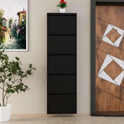 Immagine prodotto di Skye Decor, 5 pezzi in metallo - Nero, scarpiera, nero, 100% METALLO, 50 x 15 x 169 cm
