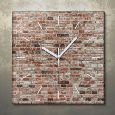 Produktbild von Wohnzimmer Leinwand Uhr Geräuschlos Küche 30x30 Ziegel, Motive, Wand, Textur, weiße Zeiger