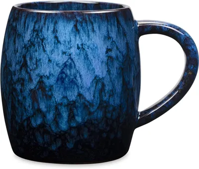 Keramik-Kaffeetasse 600 ml, dunkelblau, handgefertigt, mikrowellengeeignet
