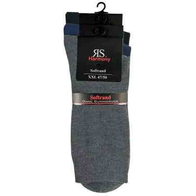 Produktbild von RS Harmony Herren Baumwollsocken Übergröße Schwarz Anthrazit Marine Gr. 47-50 3 Paar