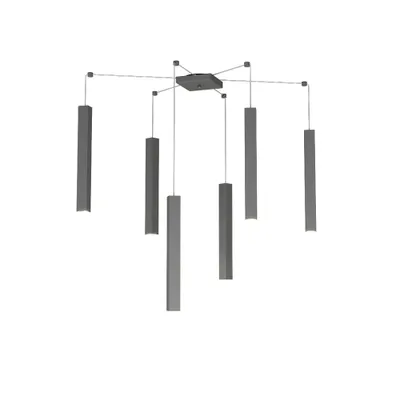 Obrázek produktu pro Moderní zavěšení Square Tube Metal Anthracite Grey 6 světel Gu10