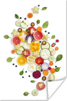 Produktbild von MuchoWow® Poster Obst - Gemüse - Weiß 120x180 cm - Kunstposter