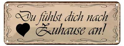 Produktbild von Blechschild Spruch 27x10cm Du fühlst dich nach Zuhause an