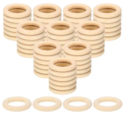 Makramee-Holzringe, 64 Stück, 4 cm Ø, 0,7 cm dick, glatt, für DIY-Basteln