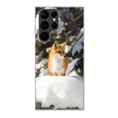 Produktbild von MuchoWow® Handyhülle Schutzhülle Hülle für Samsung Galaxy S22 Ultra Fuchs - Schnee - Baum Silikon Softcase Handy Hülle - Abbildung