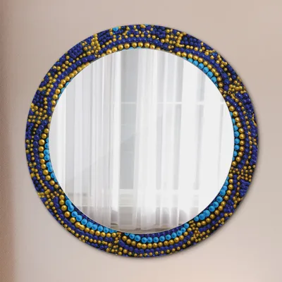 Produktbild von Spiegel Rund mit Aufdruck - Wandspiegel Design Wandmontage – Badspiegel - Dekorativ Komposition - Rund: Ø70cm