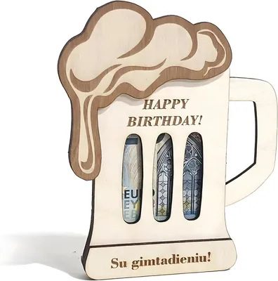 Productafbeelding van Houten cadeaubonnen - Biergeschenken van hout - Verjaardagscadeaukaarthouder/voucher