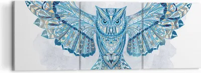 Produktbild von Bild auf Leinwand - Leinwandbild - Eule Flügel Tierwelt Grafik - 120x40cm - Wand Bild - Wanddeko - Leinwanddruck - Bilder - Kunstdruck - Wanddekoration - Leinwand bilder - Wandkunst - CA120x40-3087