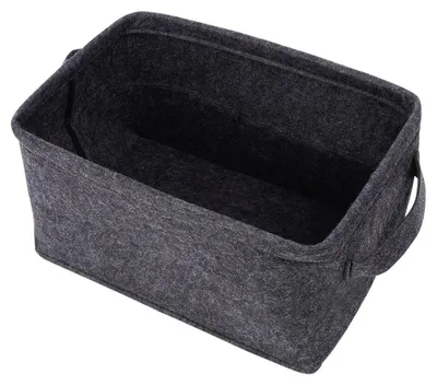 Image de Panier de rangement - Panier en feutre pliable - 36 x 27 x 20 cm - Noir