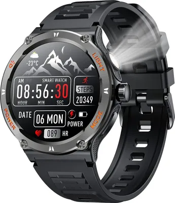 Produktbild von Smartwatch Herren Fitnessuhr 3ATM wasserdicht, Blutdruck, Herzfrequenz, Telefonfunktion, 1,53" Touchscreen, Schrittzähler, Android-kompatibel