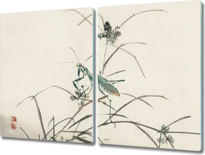 Produktbild von Coloray Hackbrett Kochplattenabdeckung Herdabdeckplatte 2x40x52 cm Schneidebrett Küchenbrett - Insekten Zweige
