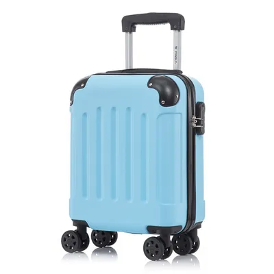 Produktbild von Koffer Trolley Reisekoffer Suitcase, Rollkoffer Handgepäck ,mit 4 Rollen360°, Hartschalenreisekoffer, Zahlenschloss, Weicher Gummigriff(S,Hellblau)