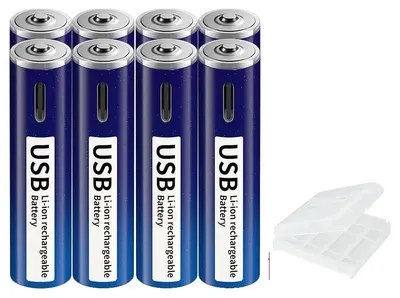 Image de Batteries AAA rechargeables, 1,5V, capacité de 1110 mWh, lot de 8
