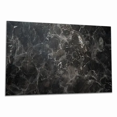 Produktbild von Wallario Herdabdeckplatte aus Glas, Größe 90 x 52 cm 1-teilig, Motiv Schwarze Marmor-Optik
