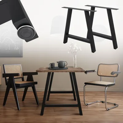 Tischgestell A-Form 70x72 cm, Stahl schwarz, 2 Stück