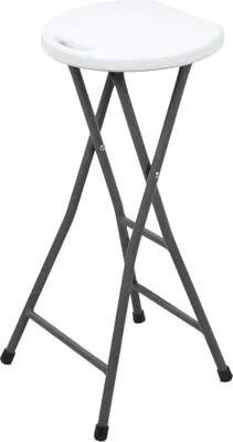 Produktbild von Barhocker klappbar mit Metall Gestell Belastbarkeit 100 kg - 70 x 27 cm - Metall Tresenhocker faltbar mit Kunststoff Sitzfläche - Barstuhl Stehstuhl für Bar und Tresen faltbar ohne Rückenlehne