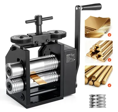 Produktbild von VEVOR Kombinationswalzmaschine Walzmaschine Schmuck 85mm Walzenbreite Flachwalzen Manuelle Schmuckpresse Tablettierwerkzeug Schmuck DIY Werkzeuge (120x55mm)