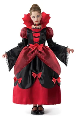 Vampierkostüm für Mädchen, viktorianisches Kleid mit Choker, Gr. L