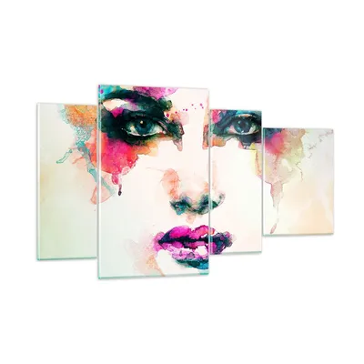 Produktbild von Bilder auf glas - Frau Gesicht Kosmetik - 120x70cm - Glasbilder - Wandbilder - Kunstdruck - zum Aufhängen bereit - Wanddekoration aus Glas - Glas Bilder - Wandbild auf Glas - 4 Teile - GDL120x70-3050