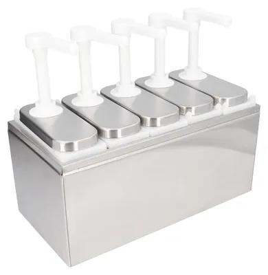 Produktbild von Saucenpumpe Container - 5 Pumpen - Edelstahl - Für Restaurants
