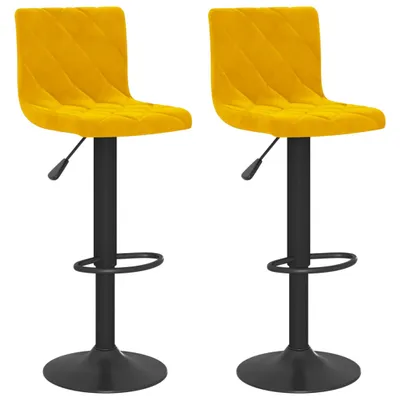 Produktbild von ®NEW® Barhocker 2er Set Barstuhl|Modern-Design|Tresenhocker Küchenhocker LoungesesselSenfgelb Samt Direkt vom Herstelle 40 x 43 x (90-111) cm
