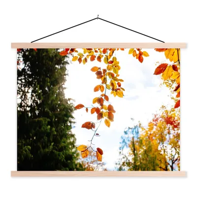 Produktbild von MuchoWow® Textilposter Herbst - Laub - Natur 60x45 cm mit holzfarbenen Rahmen - Bild