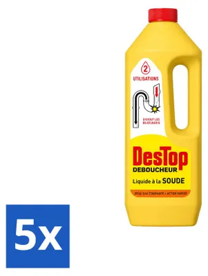 Produktbild von 5 x Destop Soda-Abflussreiniger - flüssig - 1 l - Vorteilspackung - 5 Stücke