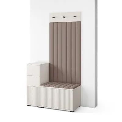 Produktbild von Garderoben-Set Ritmo version 9 mit Schuhregal und Polsterplatten, Ideal für Flur und Eingangsbereich (Cashmere, Trinity 05)
