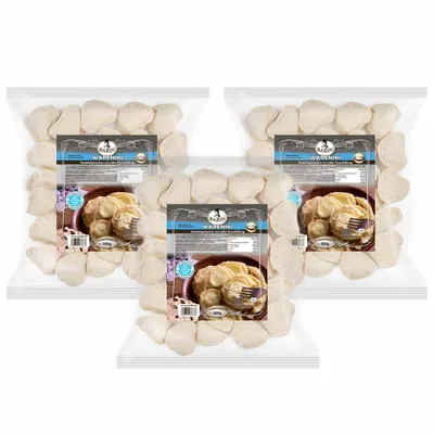 Produktbild von BARIN SET 3x Wareniki mit Quark und Rosinen 1,5kg Tiefgekühlte Teigtaschen Handgemachtes Fertigprodukt für Frühstück Mittagessen oder Dessert